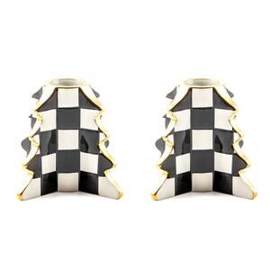 NEW Mackenzie-Childs Check Tree Candle Holders, Set of 2 in Original Box